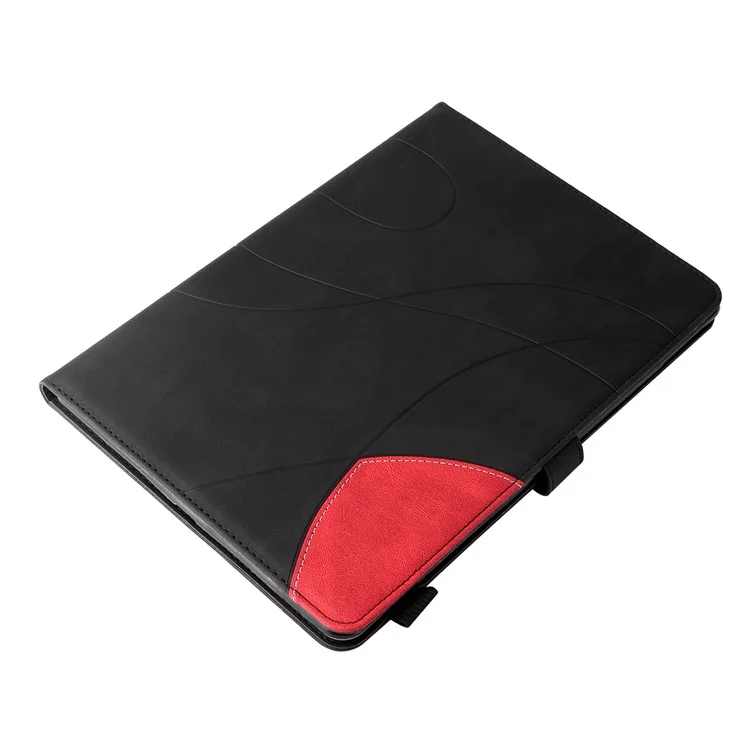 For iPad Pro 11 (2022) /  (2020) / (2018) / (2021) / Air (2020) / Air (2022) Leather Case Wallet Stand Color Splicing Phone Cover - Black