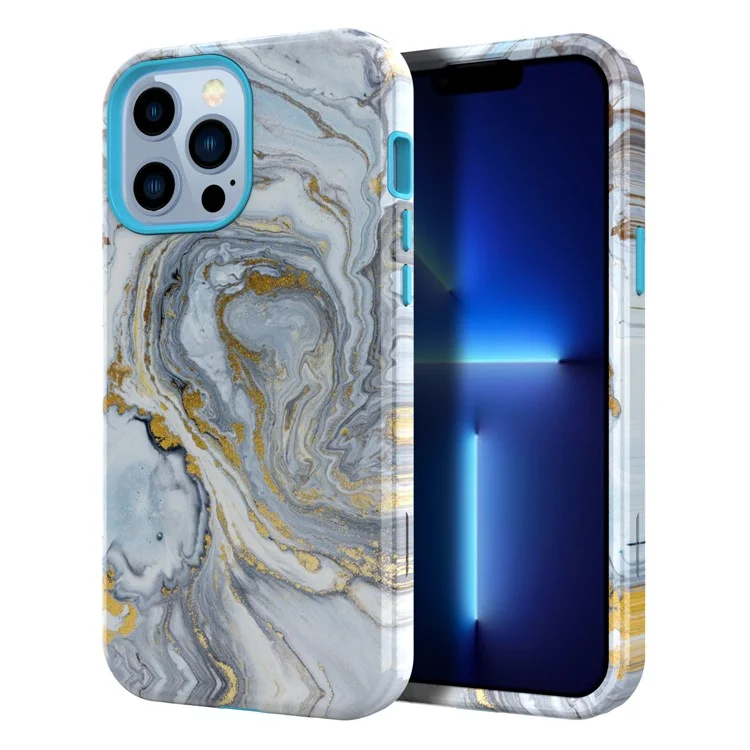 Anti-Scratch PC + Soft TPU Water Transfer Printing Shockproof Protective Case for iPhone 13 Pro 6.1 inch - Style A