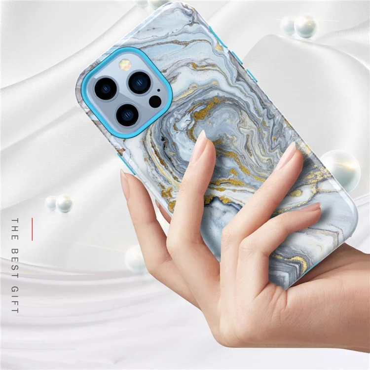Anti-Scratch PC + Soft TPU Water Transfer Printing Shockproof Protective Case for iPhone 13 Pro 6.1 inch - Style A