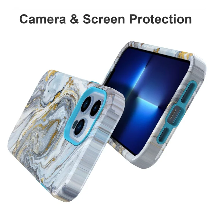 Anti-Scratch PC + Soft TPU Water Transfer Printing Shockproof Protective Case for iPhone 13 Pro 6.1 inch - Style A