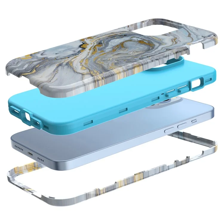 Anti-Scratch PC + Soft TPU Water Transfer Printing Shockproof Protective Case for iPhone 13 Pro 6.1 inch - Style A