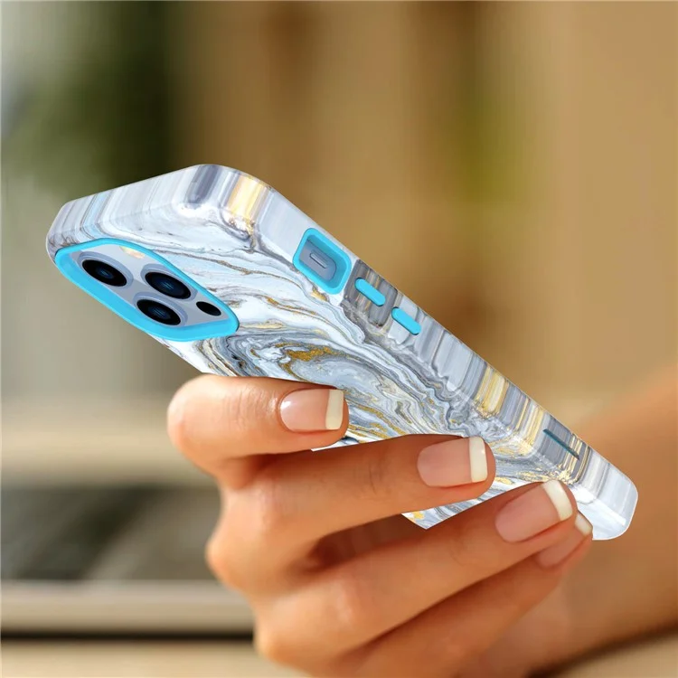 Anti-Scratch PC + Soft TPU Water Transfer Printing Shockproof Protective Case for iPhone 13 Pro 6.1 inch - Style A