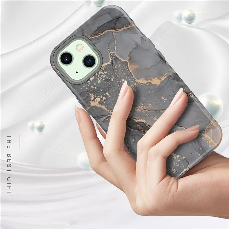 Conception D'impression de Transfert D'eau Anti-Scratch PC + TPU Soft TPU Protective Stocking Phone Case Pour Iphone 13 6.1 Pouces - Style A