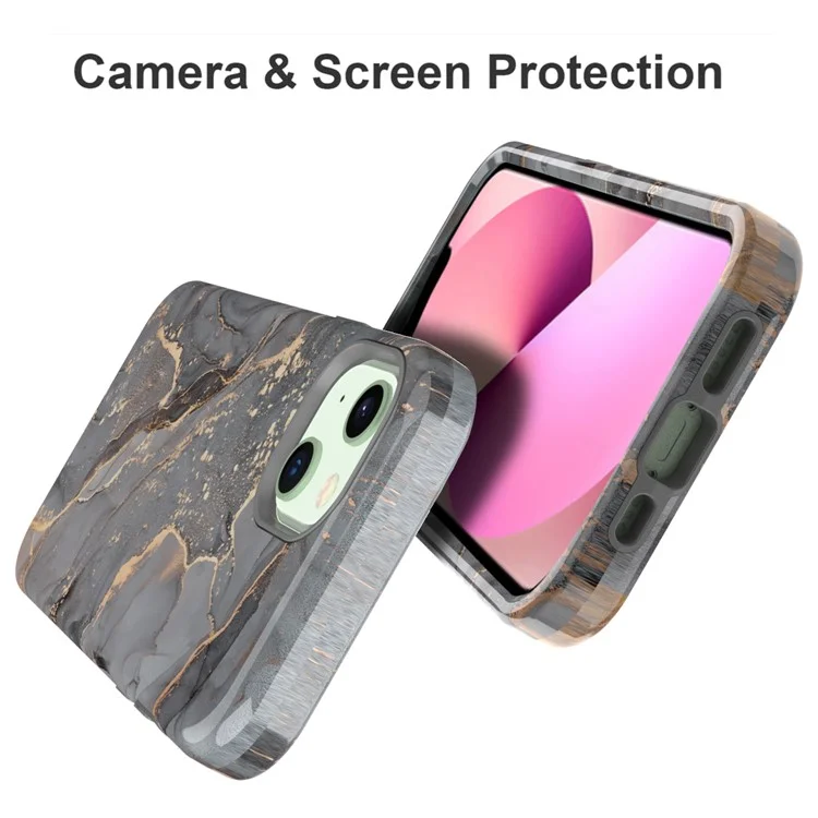 Conception D'impression de Transfert D'eau Anti-Scratch PC + TPU Soft TPU Protective Stocking Phone Case Pour Iphone 13 6.1 Pouces - Style A