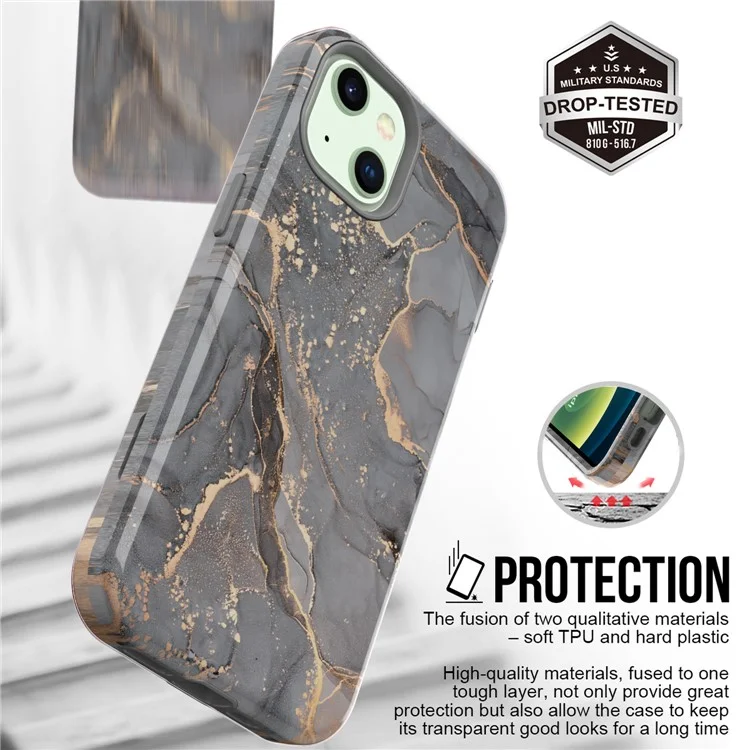 Conception D'impression de Transfert D'eau Anti-Scratch PC + TPU Soft TPU Protective Stocking Phone Case Pour Iphone 13 6.1 Pouces - Style A