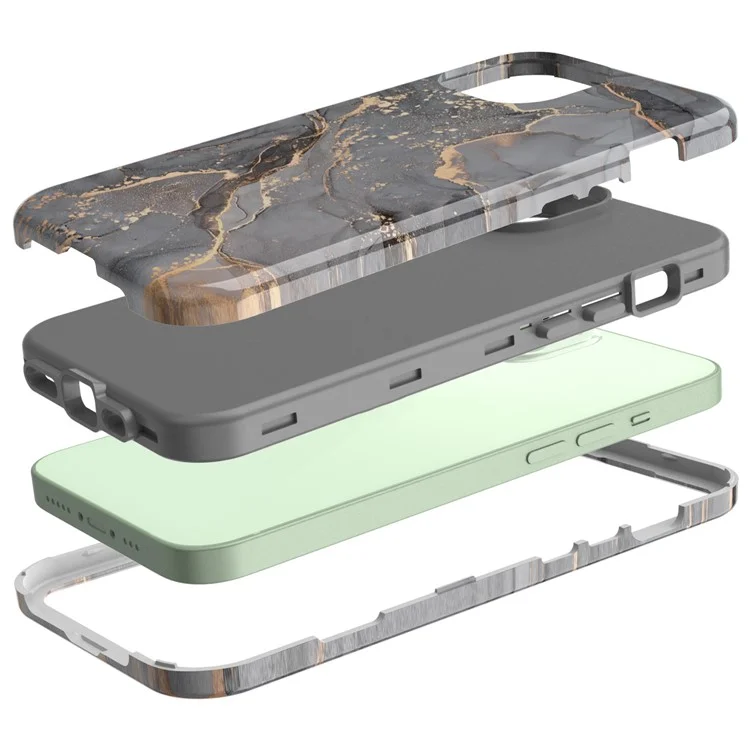 Conception D'impression de Transfert D'eau Anti-Scratch PC + TPU Soft TPU Protective Stocking Phone Case Pour Iphone 13 6.1 Pouces - Style A