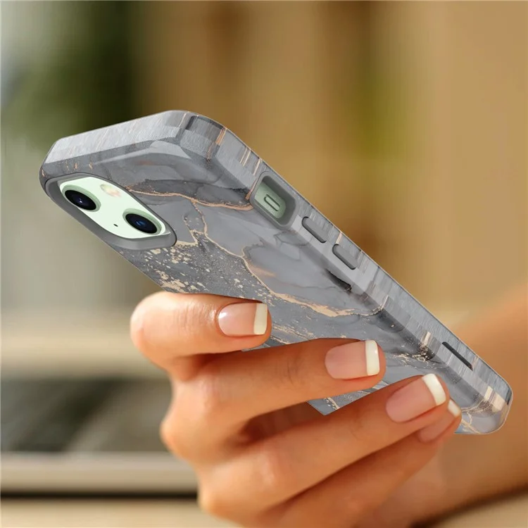 Conception D'impression de Transfert D'eau Anti-Scratch PC + TPU Soft TPU Protective Stocking Phone Case Pour Iphone 13 6.1 Pouces - Style A
