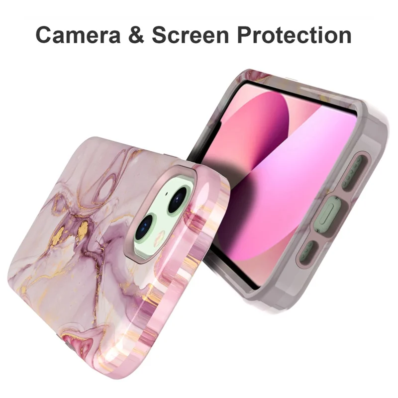 Water Transfer Printing Design Anti-Scratch PC + Soft TPU Protective Shockproof Phone Case for iPhone 13 6.1 inch - Style F