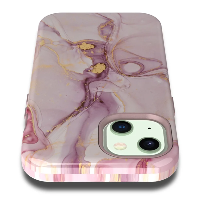 Water Transfer Printing Design Anti-Scratch PC + Soft TPU Protective Shockproof Phone Case for iPhone 13 6.1 inch - Style F