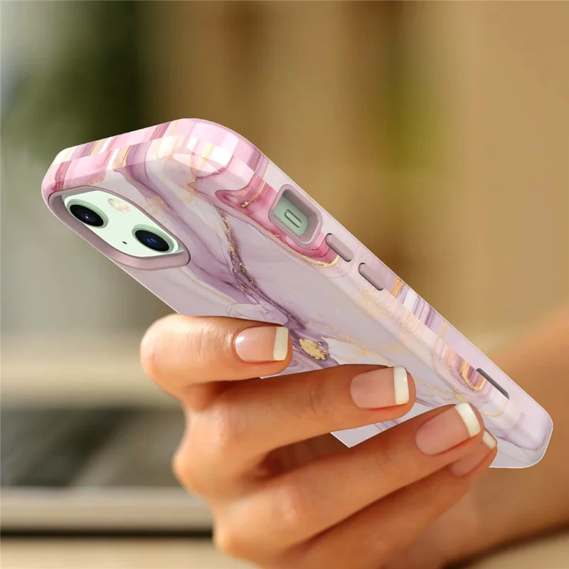 Water Transfer Printing Design Anti-Scratch PC + Soft TPU Protective Shockproof Phone Case for iPhone 13 6.1 inch - Style F