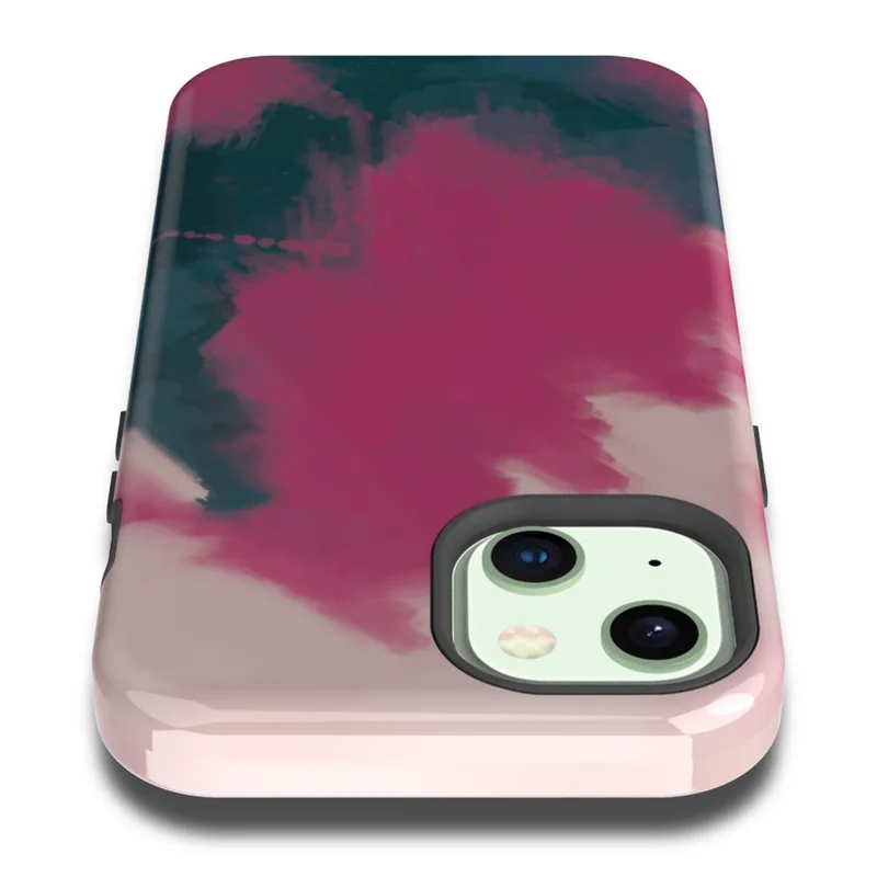 Water Transfer Printing Design Anti-Scratch PC + Soft TPU Protective Shockproof Phone Case for iPhone 13 6.1 inch - Style J