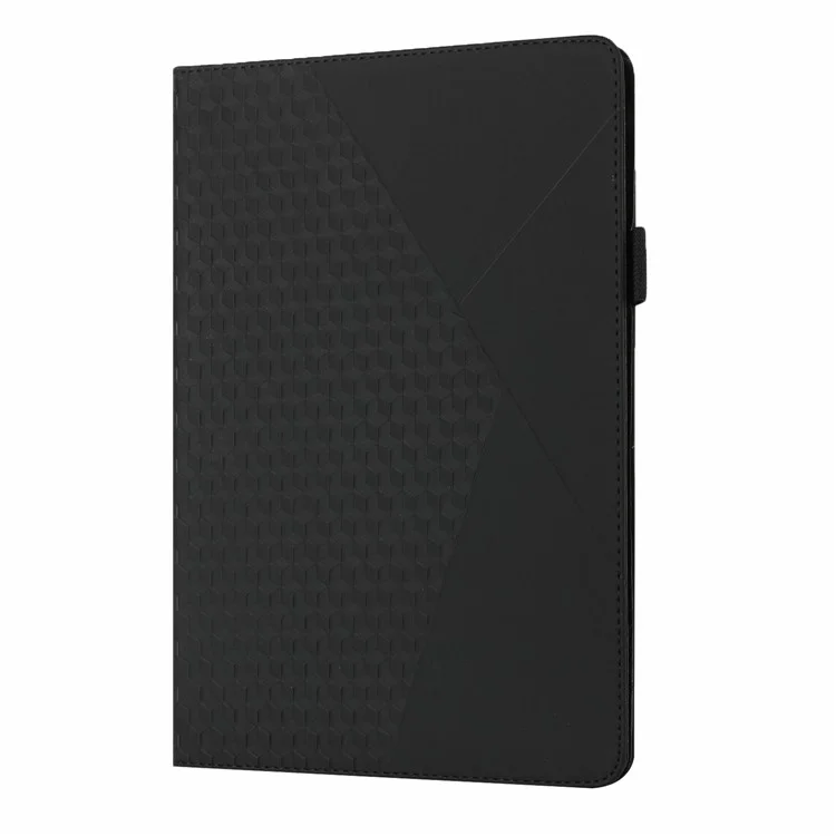 Rhombus Imprinting Design Leather Folding Folio Stand Case with Card Slots and Elastic Band for iPad mini (2024) / mini (2021) - Black