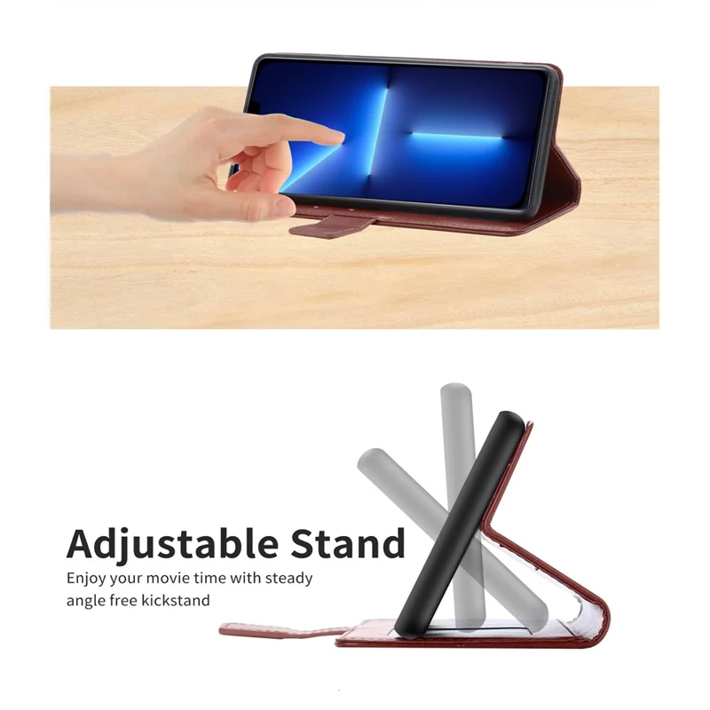 Y-shaped Line Imprinted Full Protection Leather Phone Case Stand Wallet Cover with Strap for iPhone 13 Pro Max 6.7 inch - Wine Red