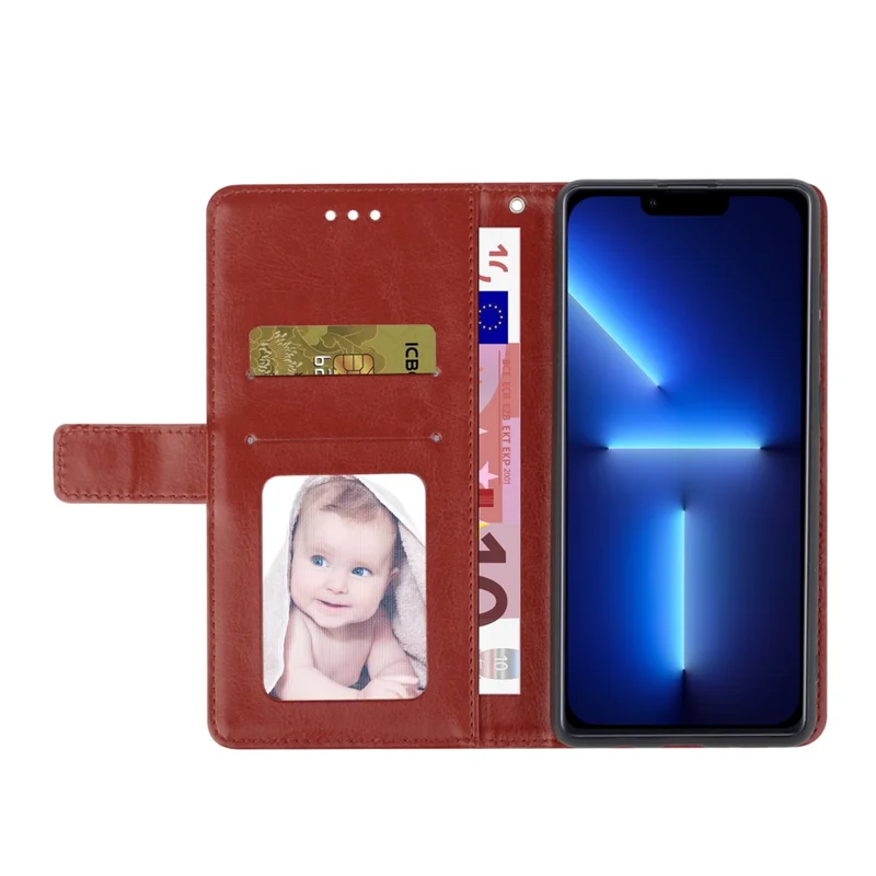 Y-shaped Line Imprinted Full Protection Leather Phone Case Stand Wallet Cover with Strap for iPhone 13 Pro Max 6.7 inch - Wine Red