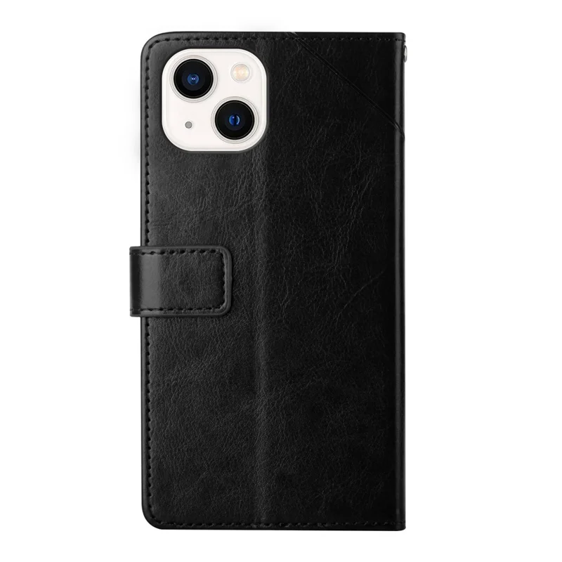 Case de Teléfono PU Impresión de Impresión Elegante de la Billetera en Forma de y Cubierta de Stand Para Iphone 13 6.1 Pulgadas - Negro