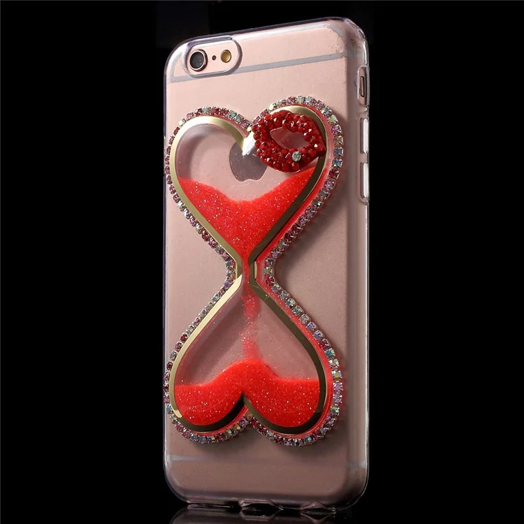 3D Heart Shaped Dynamic Quicksand TPU Case for iPhone 6s/6 - Red