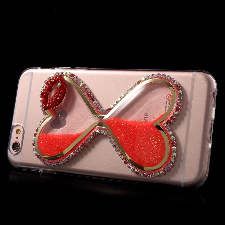 3D Heart Shaped Dynamic Quicksand TPU Case for iPhone 6s/6 - Red