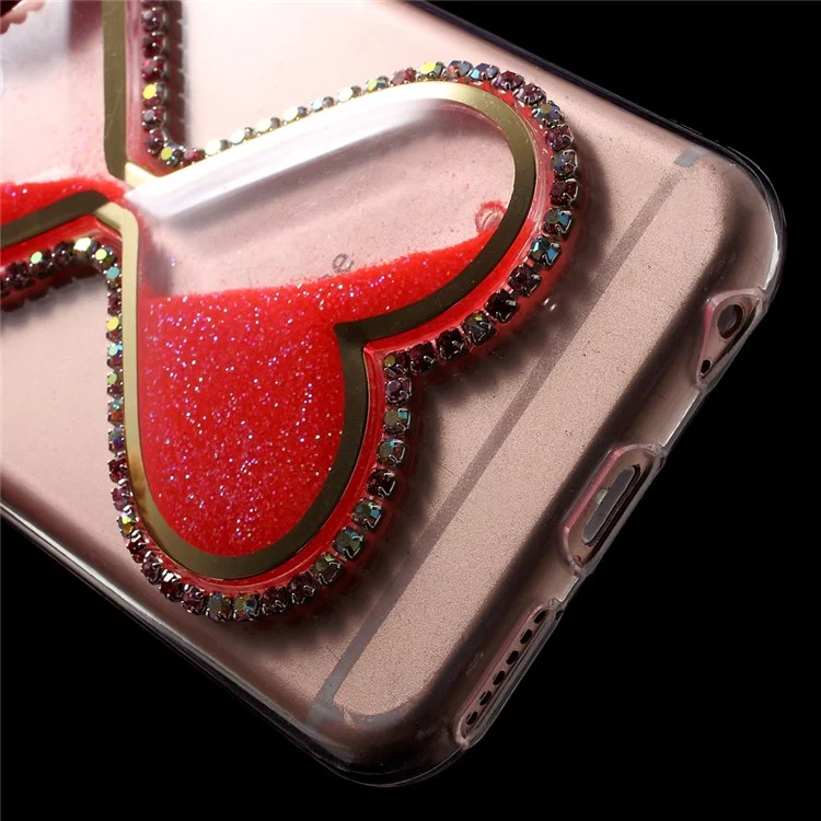 3D Heart Shaped Dynamic Quicksand TPU Case for iPhone 6s/6 - Red