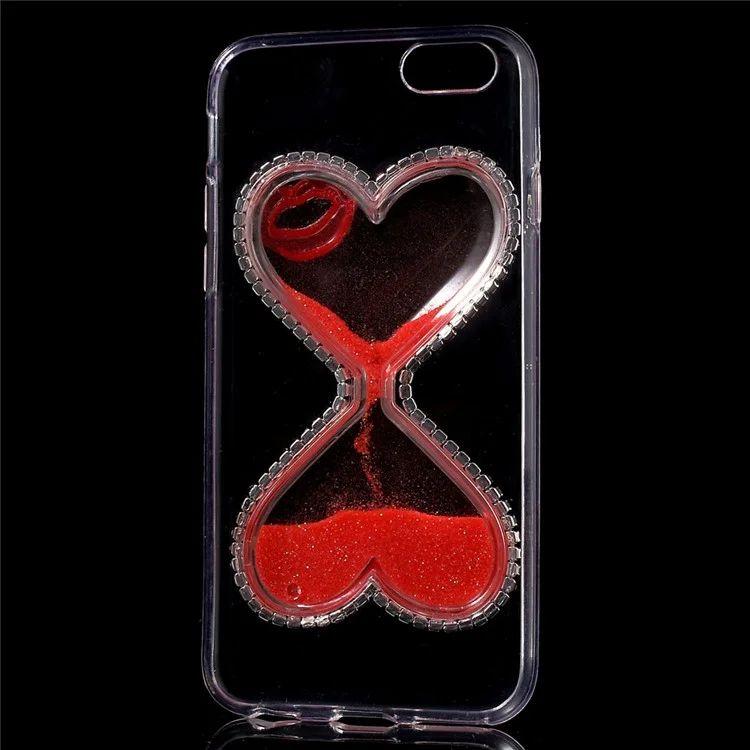 3D Heart Shaped Dynamic Quicksand TPU Case for iPhone 6s/6 - Red