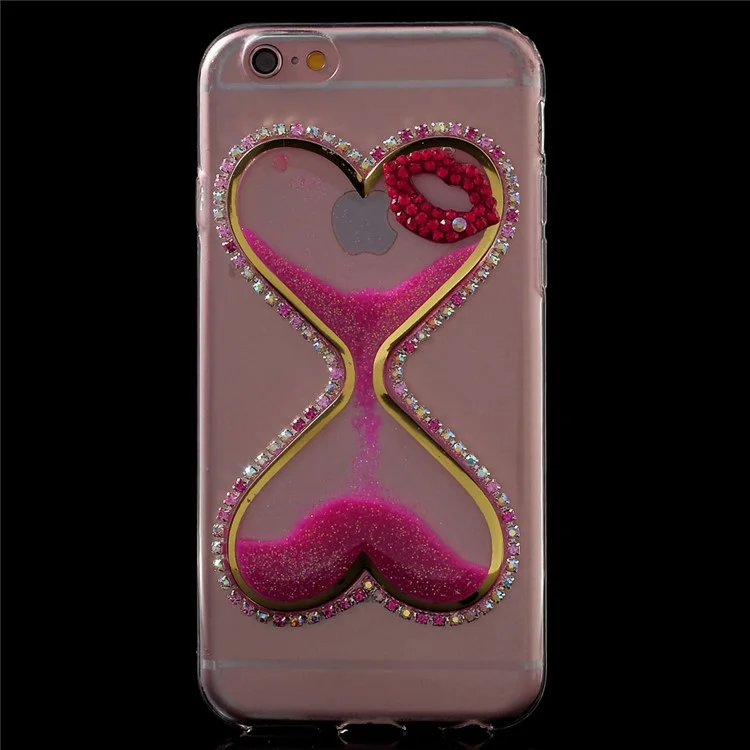 3D Heart Shaped Dynamic Quicksand TPU Cover for iPhone 6s/6 - Rose