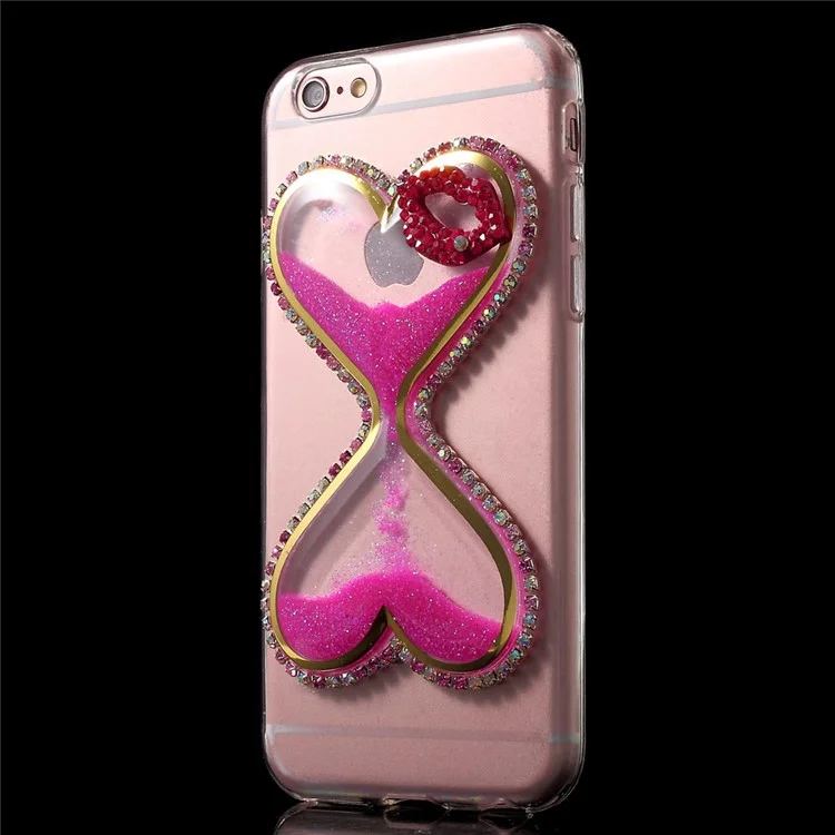 3D Heart Shaped Dynamic Quicksand TPU Cover for iPhone 6s/6 - Rose