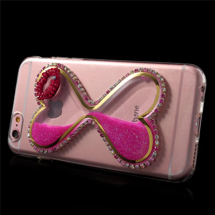 3D Heart Shaped Dynamic Quicksand TPU Cover for iPhone 6s/6 - Rose