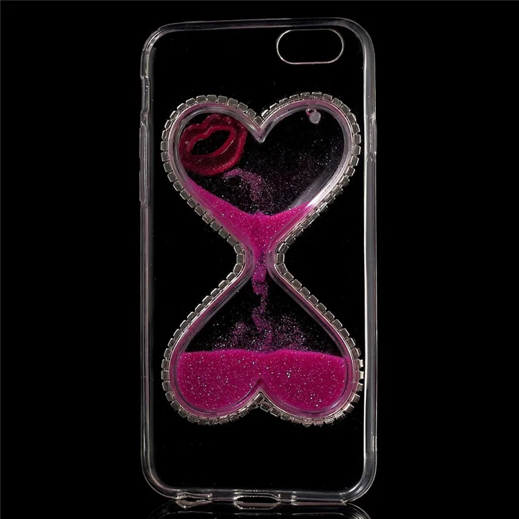 3D Heart Shaped Dynamic Quicksand TPU Cover for iPhone 6s/6 - Rose