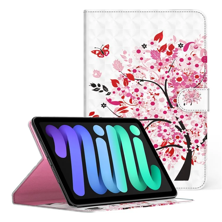 Pattern Printing Full Protection PU Leather Wallet Stand Tablet Case Cover for iPad mini (2024) / mini (2021) - Wish Tree