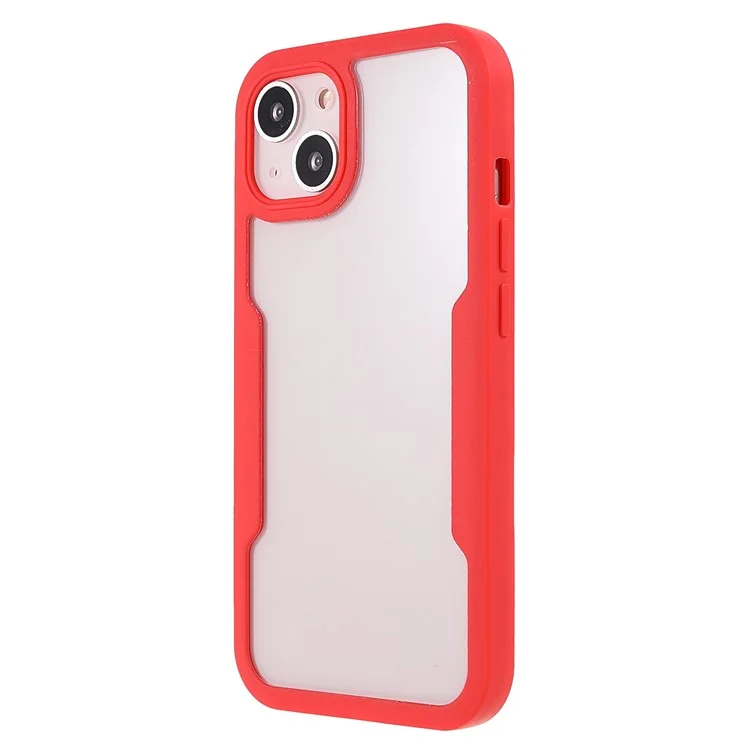 PET-Bildschirmschutz + Acryl-Rückwandplatte + TPU-Rahmen Stoßfestes Telefon-Hybrid-Cover Case für iPhone 13 6,1 Zoll - Rot