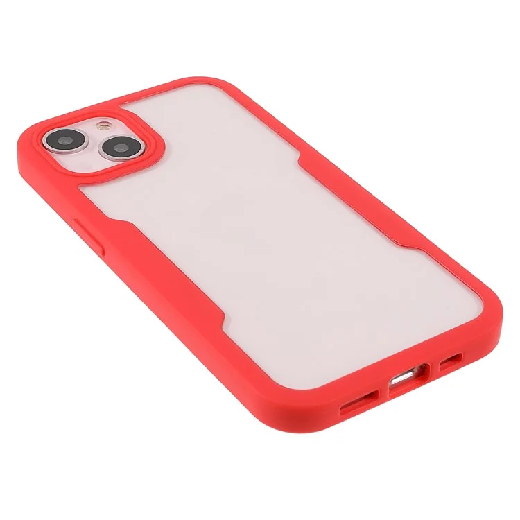 PET-Bildschirmschutz + Acryl-Rückwandplatte + TPU-Rahmen Stoßfestes Telefon-Hybrid-Cover Case für iPhone 13 6,1 Zoll - Rot