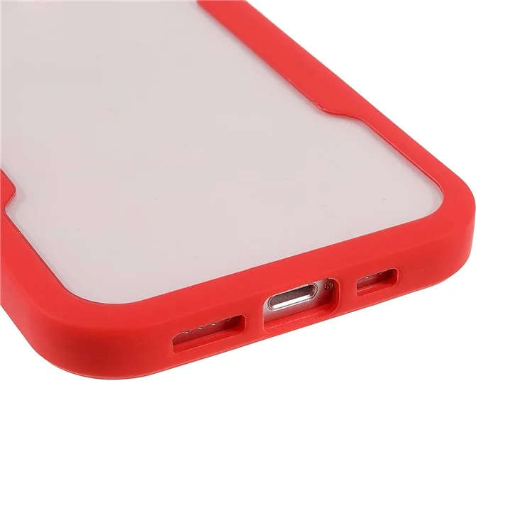 PET-Bildschirmschutz + Acryl-Rückwandplatte + TPU-Rahmen Stoßfestes Telefon-Hybrid-Cover Case für iPhone 13 6,1 Zoll - Rot