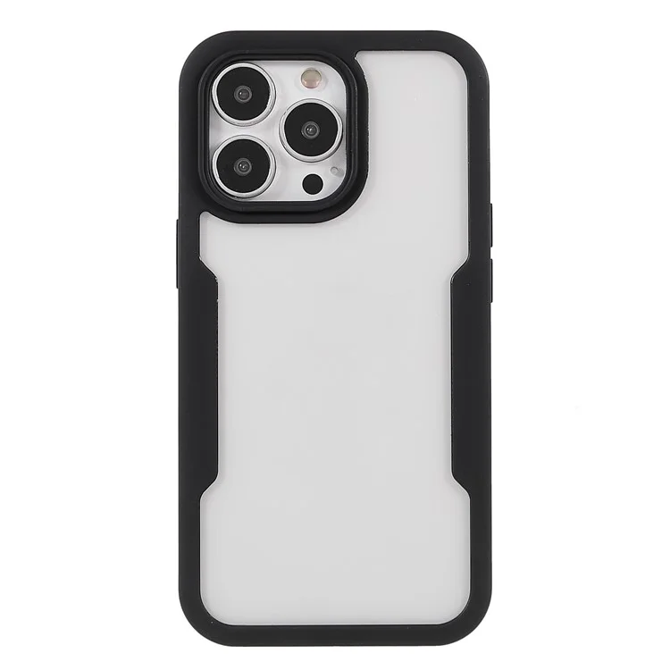 360 Degree Full Protection PET Screen Film + Acrylic + TPU Phone Case Shell with Camera Lens Protection for iPhone 13 Pro 6.1 inch - Black