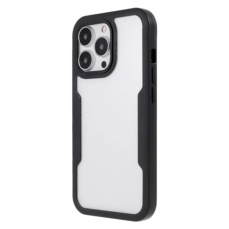 360 Degree Full Protection PET Screen Film + Acrylic + TPU Phone Case Shell with Camera Lens Protection for iPhone 13 Pro 6.1 inch - Black