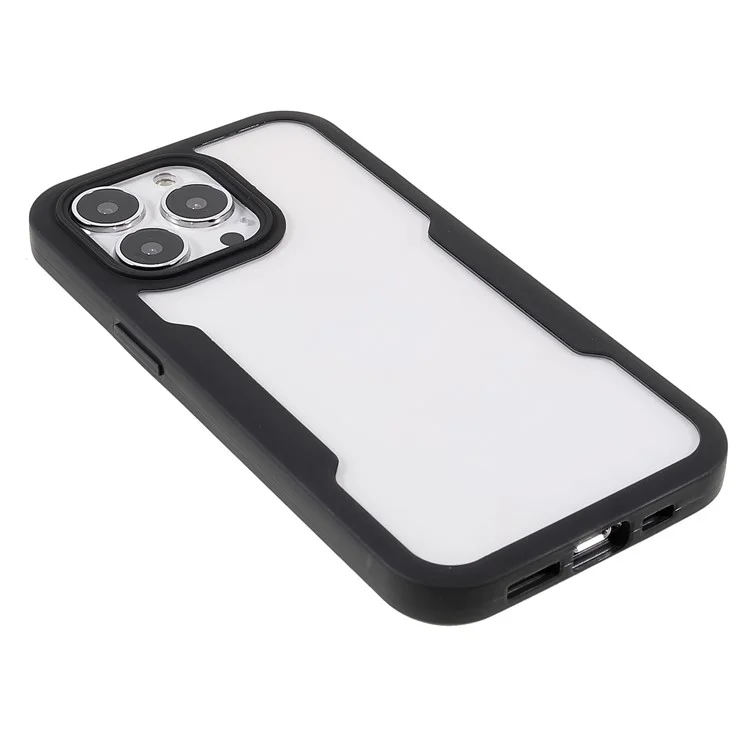 360 Degree Full Protection PET Screen Film + Acrylic + TPU Phone Case Shell with Camera Lens Protection for iPhone 13 Pro 6.1 inch - Black
