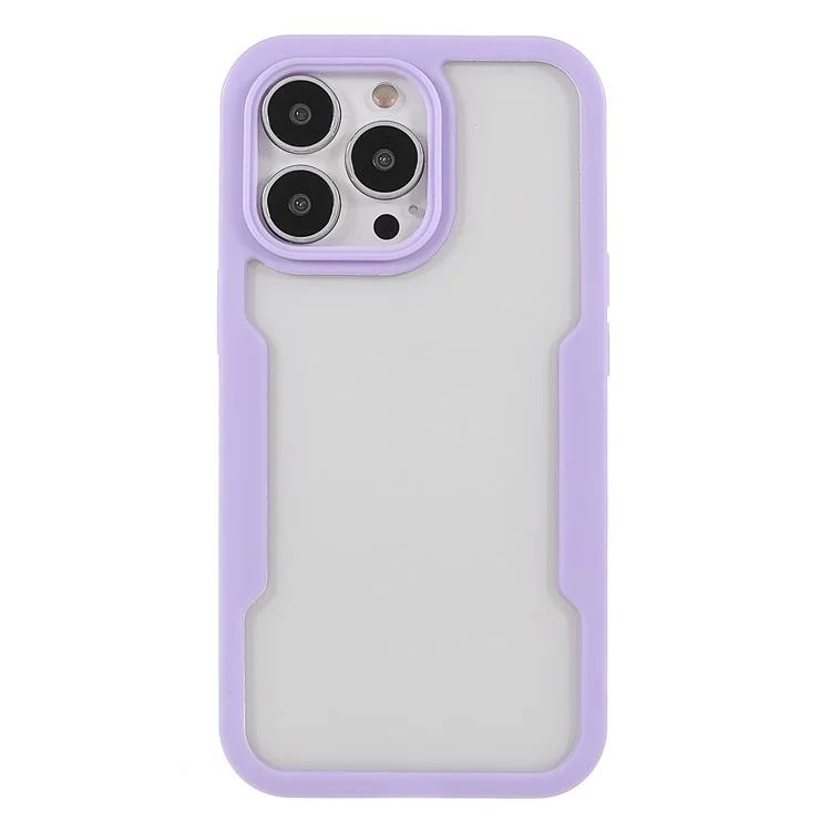 Protection Complète Du Corps PET Screen Protector + Panneau Arrière Acrylique + Cache De Téléphone Hybride De Cadre TPU Pour IPhone 13 Pro Max 6,7 Pouces - Violet
