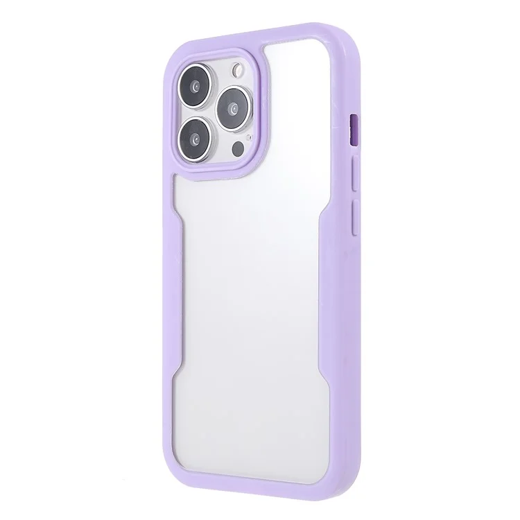 Protection Complète Du Corps PET Screen Protector + Panneau Arrière Acrylique + Cache De Téléphone Hybride De Cadre TPU Pour IPhone 13 Pro Max 6,7 Pouces - Violet