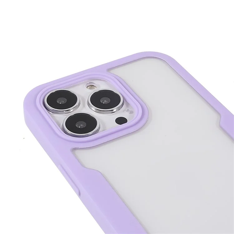 Protection Complète Du Corps PET Screen Protector + Panneau Arrière Acrylique + Cache De Téléphone Hybride De Cadre TPU Pour IPhone 13 Pro Max 6,7 Pouces - Violet