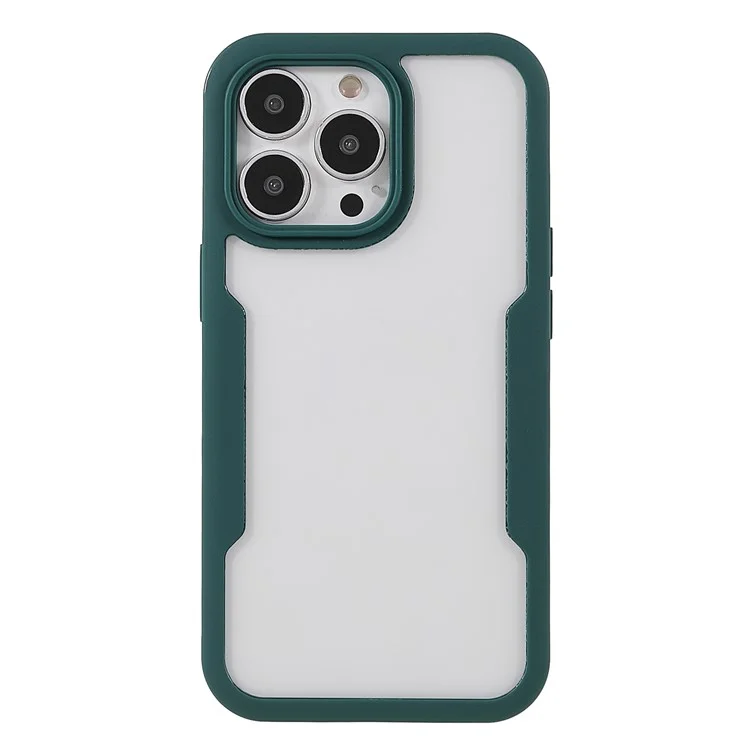 Ganzkörperschutz PET-Displayschutzfolie + Acryl-Rückwand + TPU-Rahmen Hybrid-Telefon-Gehäuseabdeckung Für IPhone 13 Pro Max. 6.7 Zoll - Mitternachtsgrün.