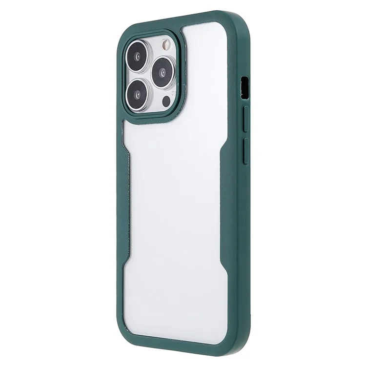 Ganzkörperschutz PET-Displayschutzfolie + Acryl-Rückwand + TPU-Rahmen Hybrid-Telefon-Gehäuseabdeckung Für IPhone 13 Pro Max. 6.7 Zoll - Mitternachtsgrün.