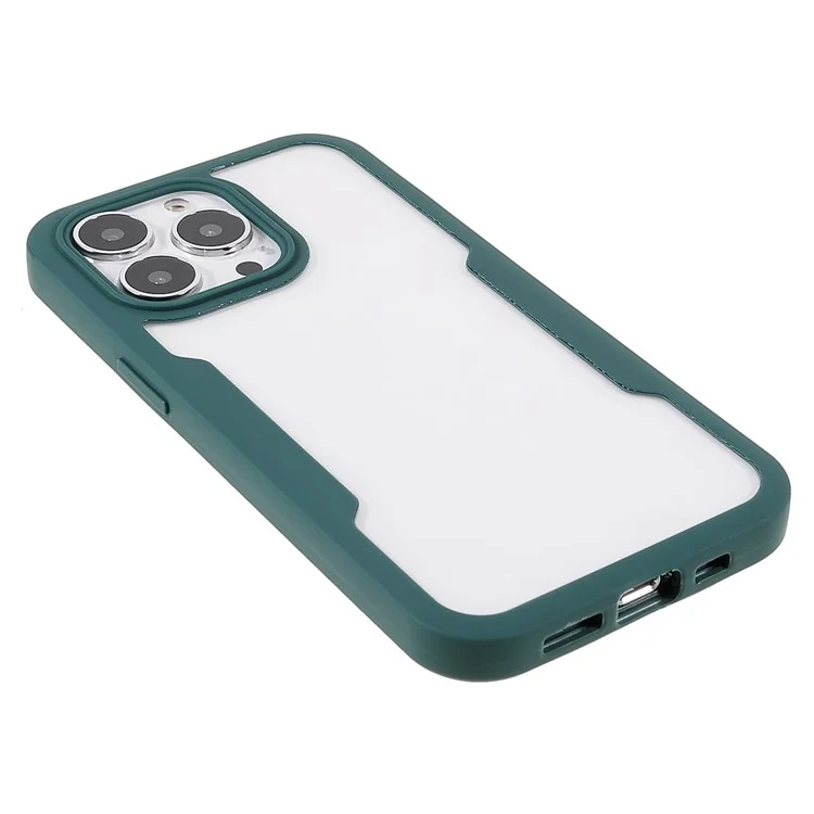 Ganzkörperschutz PET-Displayschutzfolie + Acryl-Rückwand + TPU-Rahmen Hybrid-Telefon-Gehäuseabdeckung Für IPhone 13 Pro Max. 6.7 Zoll - Mitternachtsgrün.