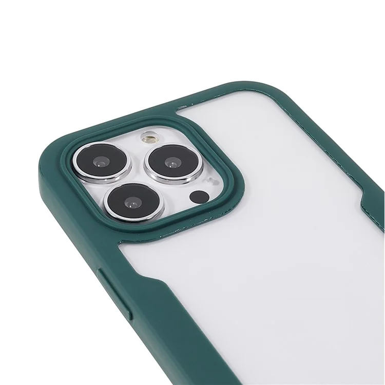 Ganzkörperschutz PET-Displayschutzfolie + Acryl-Rückwand + TPU-Rahmen Hybrid-Telefon-Gehäuseabdeckung Für IPhone 13 Pro Max. 6.7 Zoll - Mitternachtsgrün.