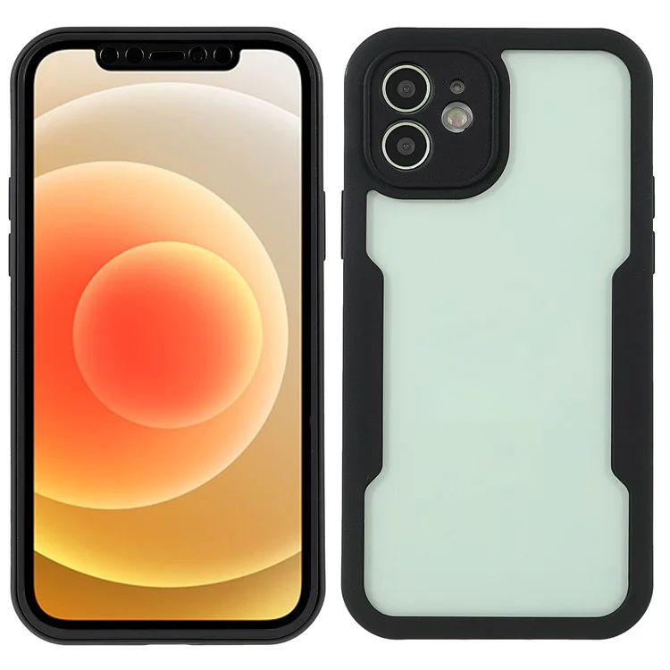 All-Wrapped PET Screen Protector + Acrylic Back Panel + TPU Frame Drop-Resistant Protective Case for iPhone 12 6.1 inch - Black
