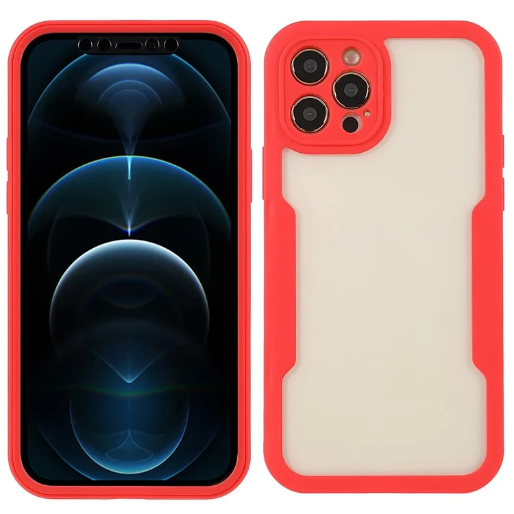 Protecteur D'écran De Pet Tout Compris + Acrylique + TPU TPU Hybrid Phone Protection Cas De Protection Pour IPhone 12 PRO 6.1 Pouces - Rouge