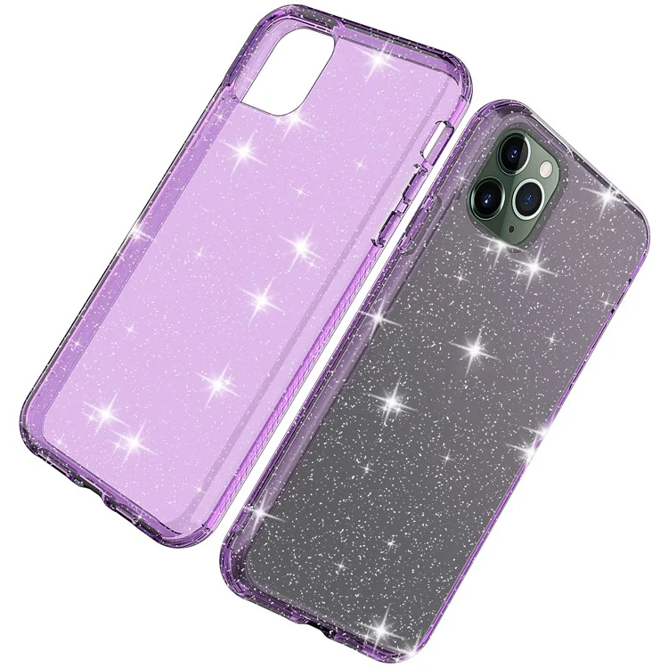 GW18 Clear Glitter Sparkly Lens Protection Anti-Drop Stylish Soft TPU Case Cover for iPhone 11 Pro Max 6.5 inch - Transparent Purple