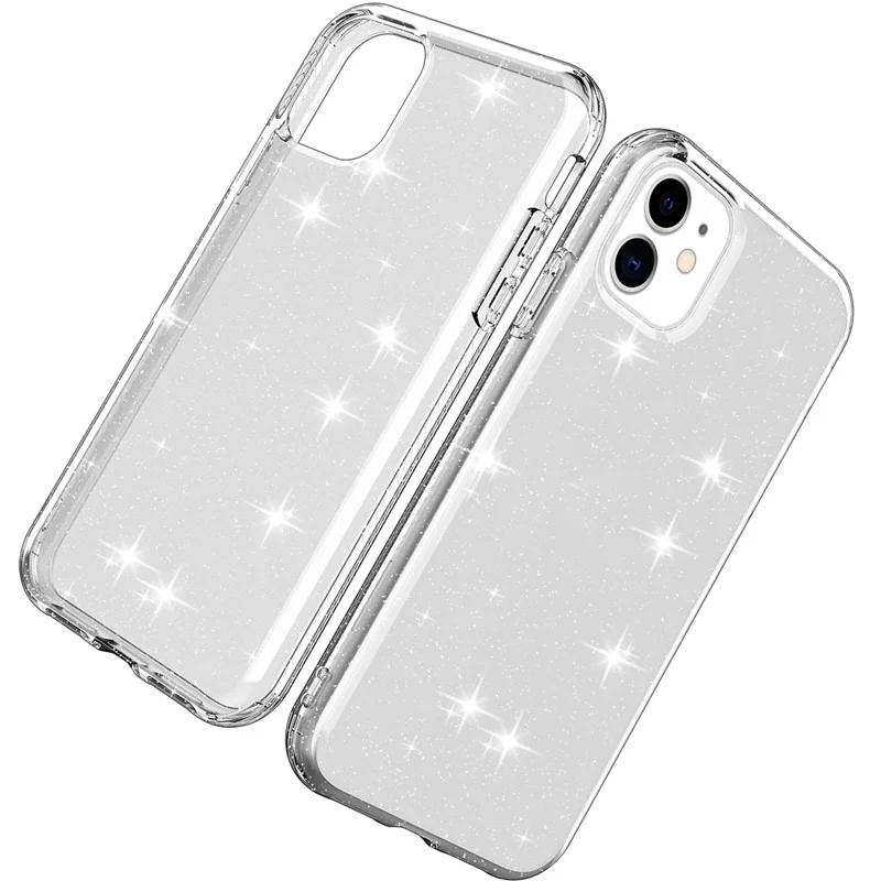 GW18 Clear Glitter Sparkly Light Anti-Drop Shockproof Soft TPU Case Cover for iPhone 11 6.1 inch - Transparent