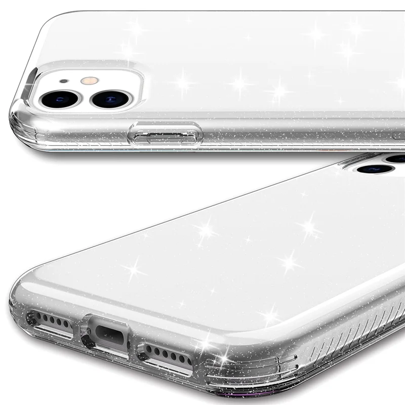 GW18 Clear Glitter Sparkly Light Anti-Drop Shockproof Soft TPU Case Cover for iPhone 11 6.1 inch - Transparent