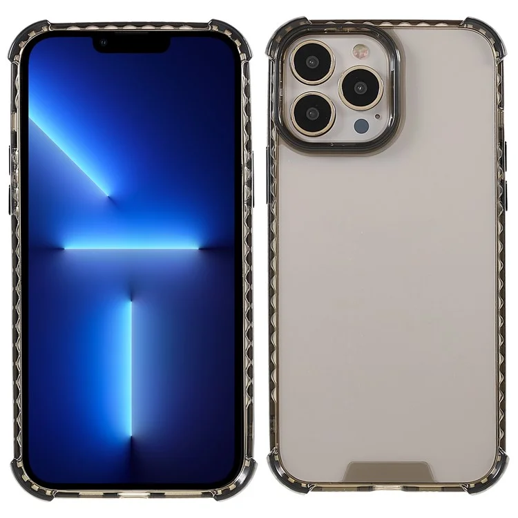 Enhanced Four Corners Crystal Clear Acrylic + TPU Phone Cover Case for iPhone 13 Pro 6.1 inch - Black