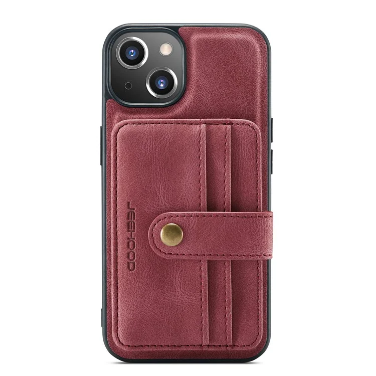 Jeeohe RFID Blockierende Abnehmbare 2-in-1-magnetkarten-slots Anti-kratzer-pu-leder-telefonhülle Für Iphone 13 6,1 Zoll - Rot