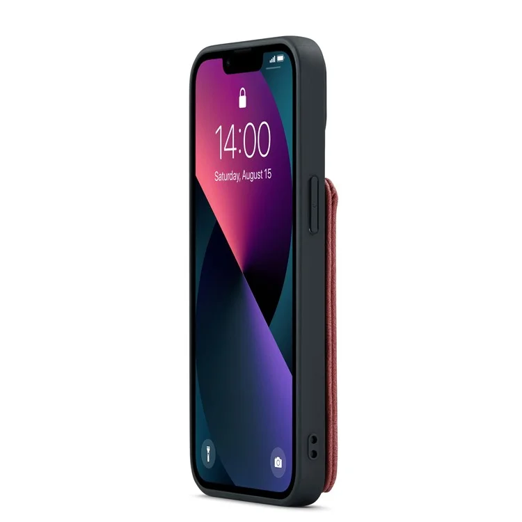 Jeeohe RFID Blockierende Abnehmbare 2-in-1-magnetkarten-slots Anti-kratzer-pu-leder-telefonhülle Für Iphone 13 6,1 Zoll - Rot