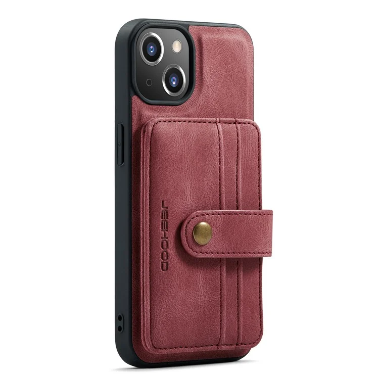 Jeeohe RFID Blockierende Abnehmbare 2-in-1-magnetkarten-slots Anti-kratzer-pu-leder-telefonhülle Für Iphone 13 6,1 Zoll - Rot